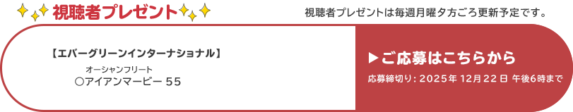 視聴者プレゼント 【エバーグリーンインターナショナル】オーシャンフリート　アイアンマービー55（2個セット）　12月22日 午後6時まで